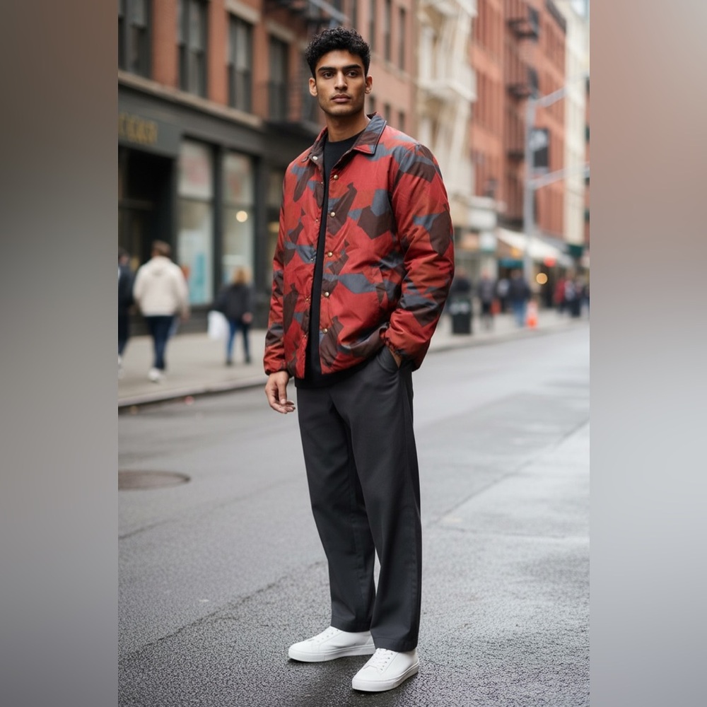 💗 Scotch & Soda Reversible Puffer Jacket Red Camo Large